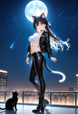黒猫とビル群