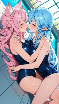 百合・スクール水着　ラミこよ
