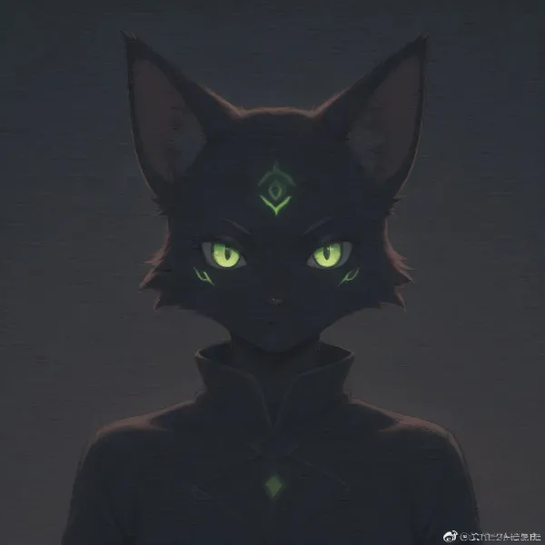 闇夜に輝く緑の瞳の守護猫