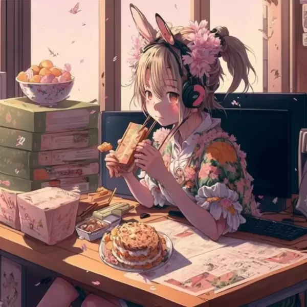 和菓子食べる子