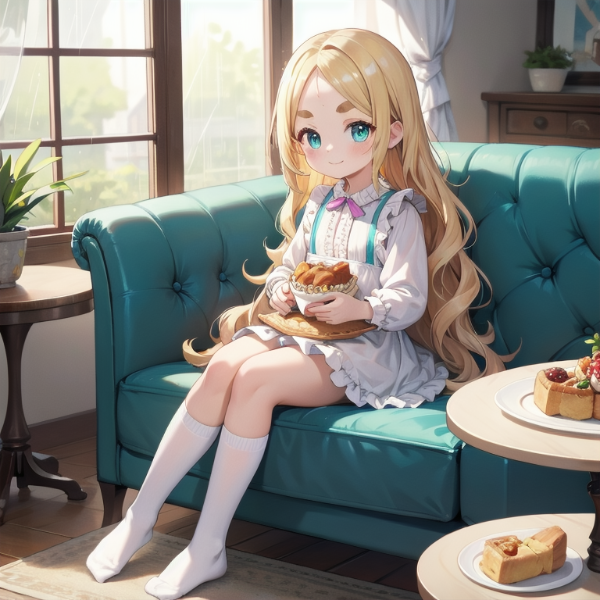 おやつを食べるおでこちゃん