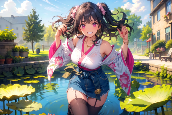 蓮の池と、うちの子＊(2枚)