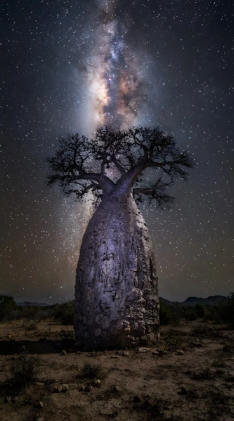 星空に輝くバオバブの木