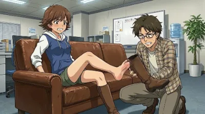 ブーツを脱がされる未央