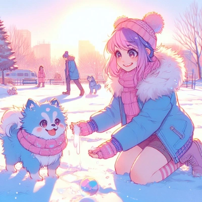 少女と犬