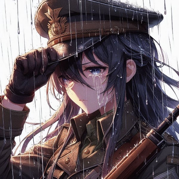 軍人と涙雨