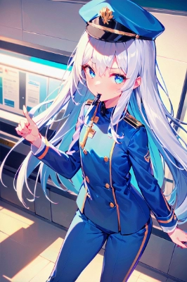 注意する駅員さん