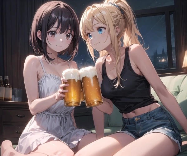 黒髪＆ブロンド・お家で乾杯