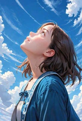 青空を見上げる少女