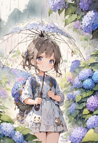 雨と紫陽花。