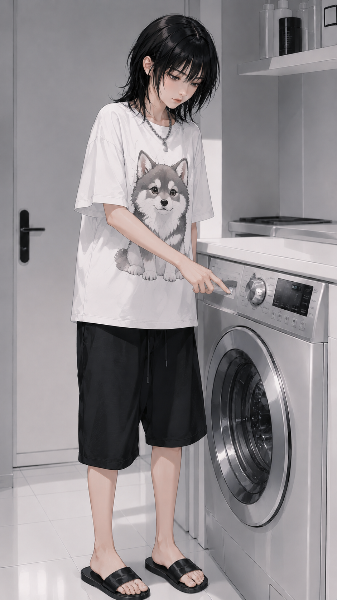 洗濯するウルフちゃん♪