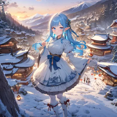 夕暮れの里