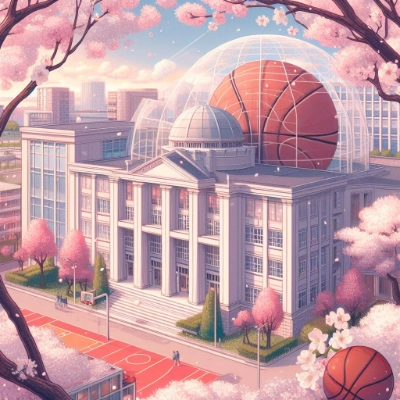 学校とバスケットボール