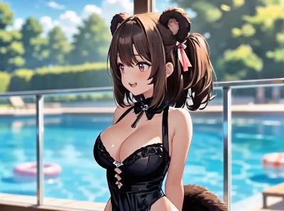 熊耳少女のプールサイド誘惑