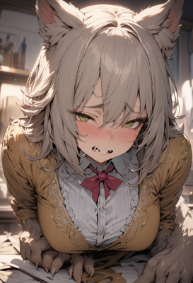 お題：狼（着衣の人狼娘）