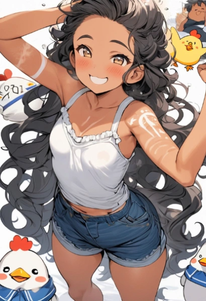 お姉さんの足元にいるニワトリがかわいい🐔