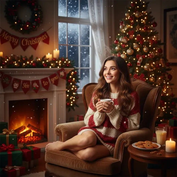 雪降る夜の温かなクリスマス