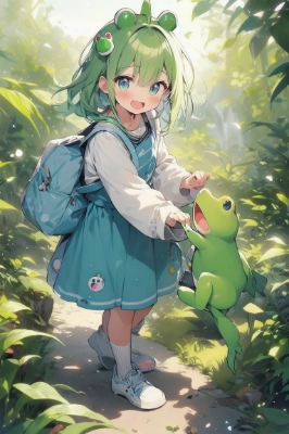 少女・蛙に変身