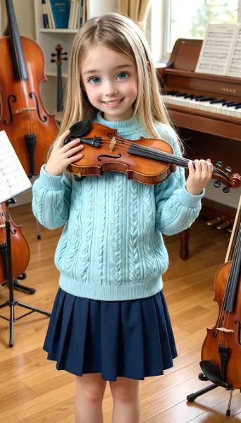 ニットのセーターとプリーツスカートのコーデ