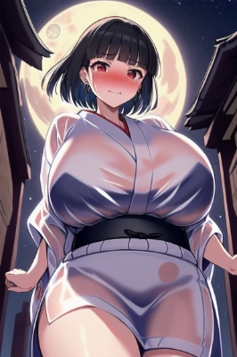 月明かりに照らされて