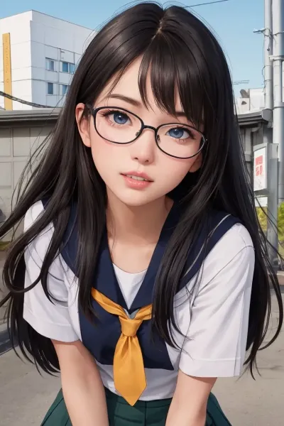 黒髪メガネ女子高生