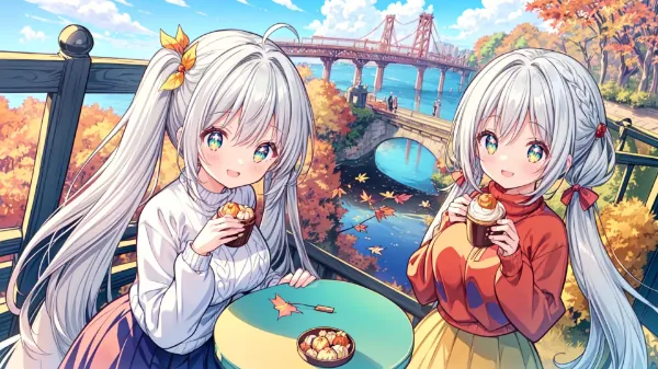 秋風に舞う双子のティータイム