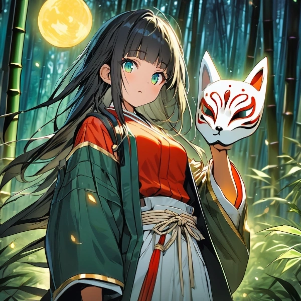 キツネ面の下は女の子でした