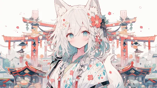 狐娘の桜舞う神社参り