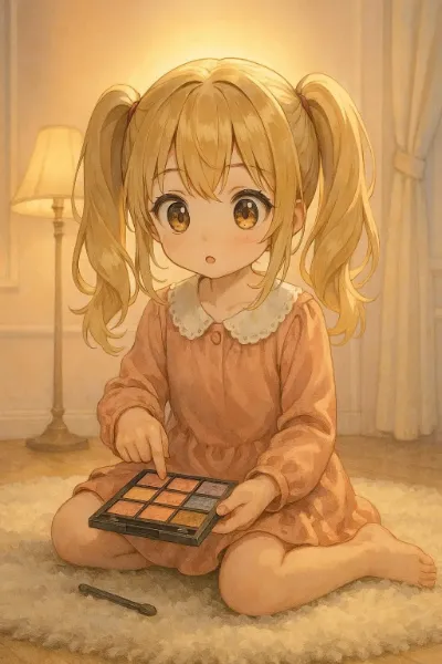 小さなアーティストと光るパレット