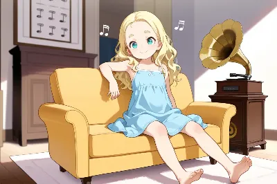 蓄音機とおでこちゃん
