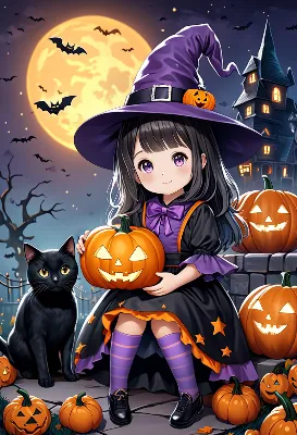 満月の夜に微笑む小さな魔女