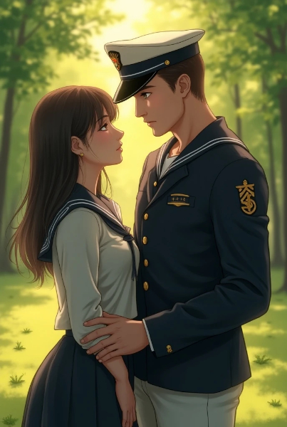 セーラー服の学生と軍人さん