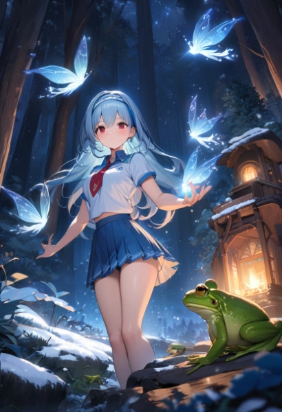 ネクタイをした氷の妖精