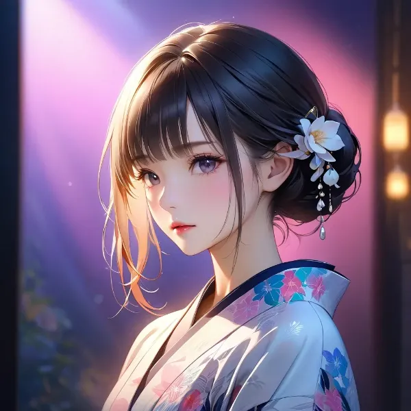 花飾りの着物少女