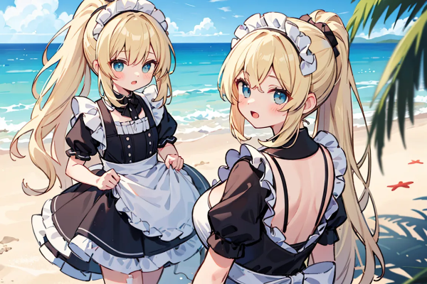 メイド姉妹とプライベートビーチ