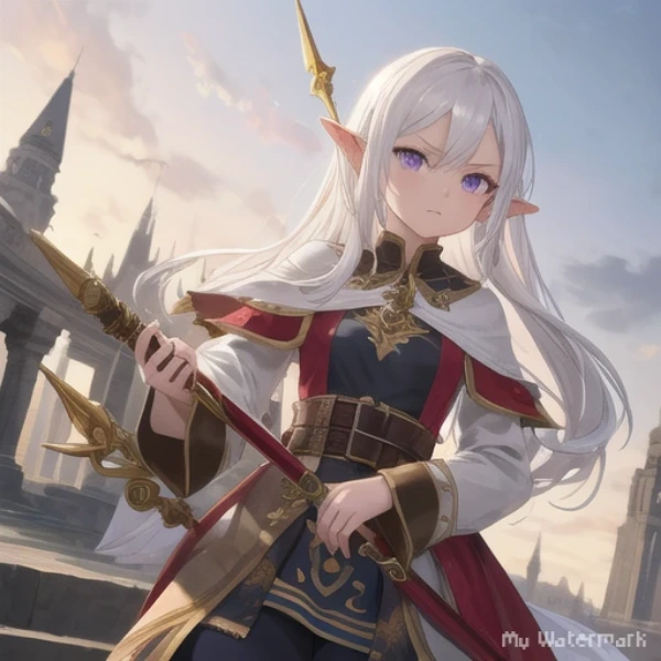 白髪のエルフ槍使い