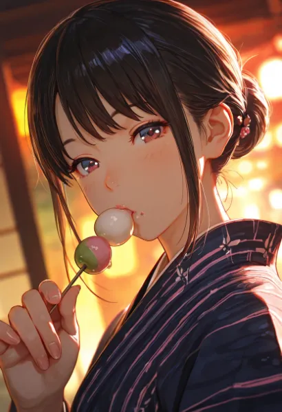 団子🍡を食べる少女