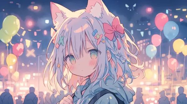 祭りの夜に浮かぶ猫耳少女の願い