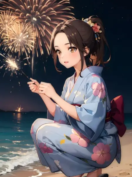 海辺で浴衣デート‪🎇🎆