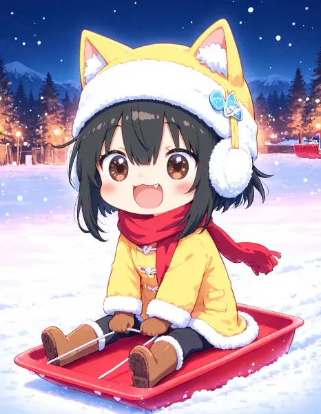 そりすべりニャ～♪