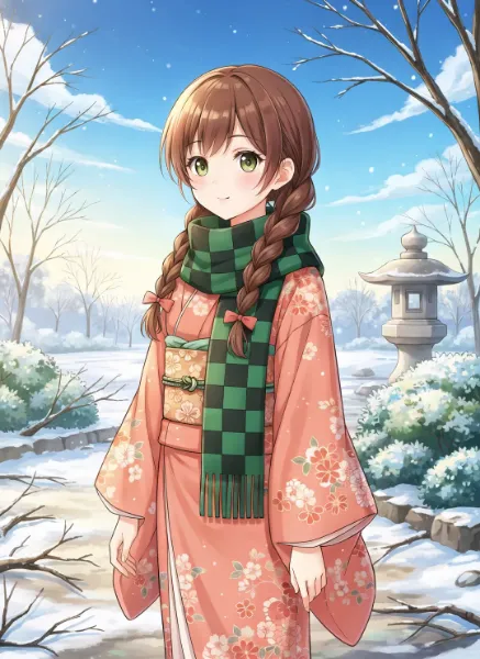 市松模様のマフラー