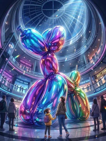 ネオン空の下の風船犬の約束