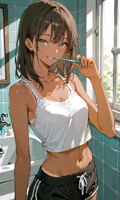 茶髪ショート　ルームウェア