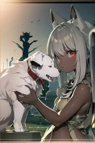 褐色ケモ耳好き犬