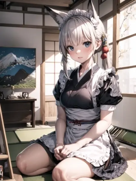 狐耳の和メイドさん
