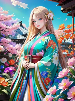 🌈虹の下で微笑む花園の少女🌺