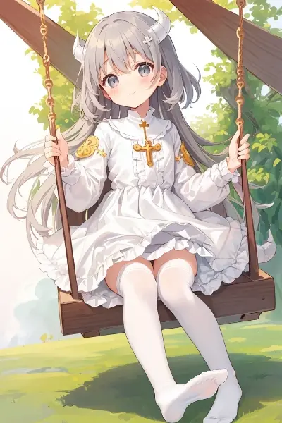 ブランコで遊ぶ