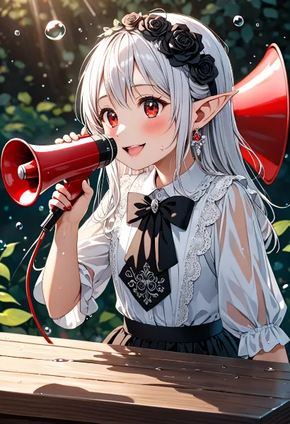 森のエルフと赤いメガホンの呼び声