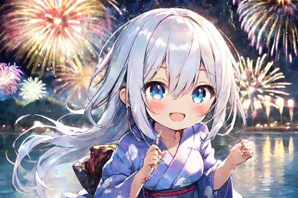 花火輝く夏の笑顔