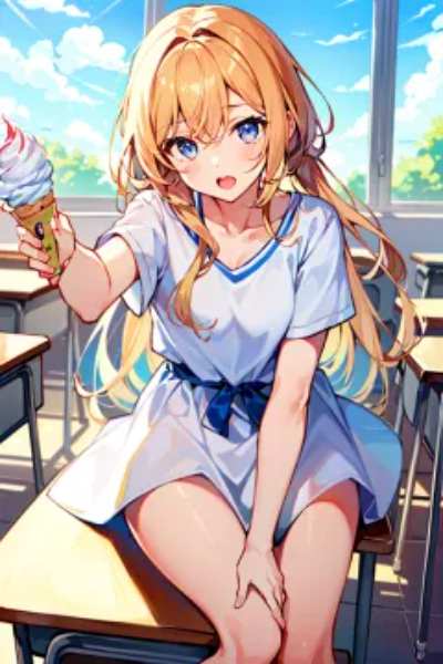 教室でソフトクリーム食べよー